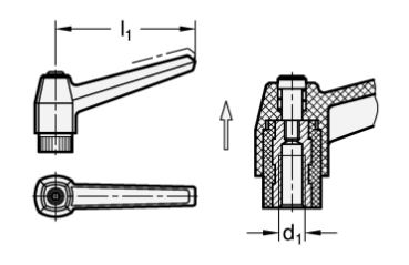 Preview: GN 500 Verstellbare Klemmhebel, Kunststoff