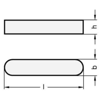 Passfedern, Stahl >> Breite b = 6 > Höhe h = 6 > Länge l = 12
