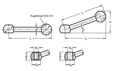 Preview: DIN 6337 Kugelgriffe, Stahl