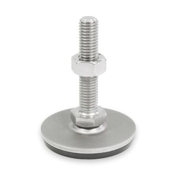 Stellfüße, Edelstahl-Blech, mit und ohne Gummiauflage  Fußdurchmesser d1 = 80  Gewinde d2 = M 8  Länge l1 (S/SK) = 50