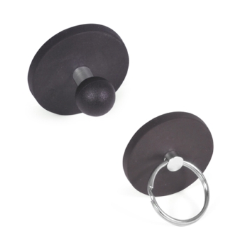 GN 51.7 Haftmagnete mit Griffknopf / mit Schlüsselring, mit Gummiummantelung