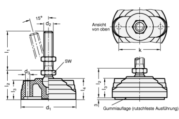 GN 345.5 Gelenkfüße, Kunststoff / Edelstahl