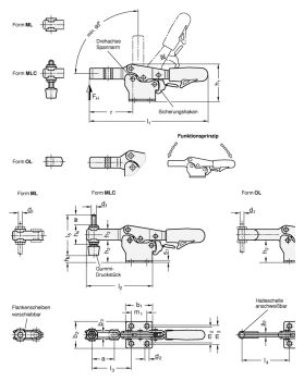 GN 820.3 Horizontal-Spanner mit Verriegelung und waagrechtem Fuß
