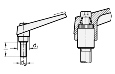 Preview: GN 101 Verstellbare Klemmhebel, Zink-Druckguss