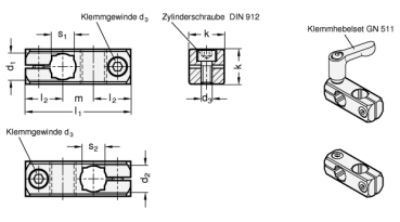 GN 474 Kreuz-Klemmhalter, Aluminium