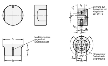 GN 729 Schaltknöpfe, Aluminium