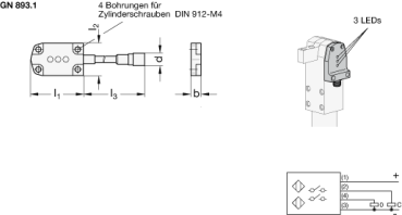 Preview: GN 893.1 Näherungsschalter für Kraftspanner, induktiv Sensor