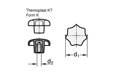 Preview: DIN 6636 Sterngriffe mit Edelstahlbuchse