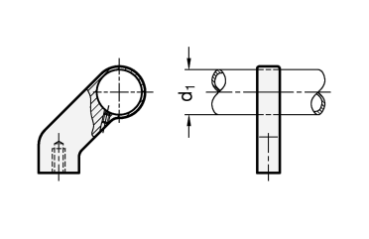 Preview: GN 333.8 / GN 333.9 Abstützungen für Rohrgriffe, abgewinkelt / gerade
