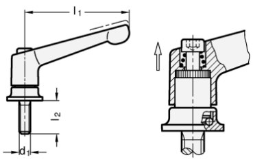 Preview: GN 300.4 Verstellbare Klemmhebel mit Spannkraft-Verstärkung