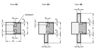 GN 351 Stahl - Gummipuffer