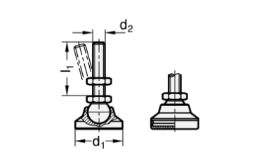 Preview: GN 343.6 Gelenkfüße, Fuß u. Verstellspindel Edelstahl