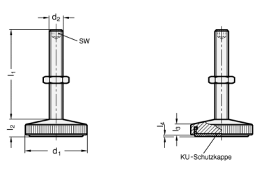 Preview: GN 339 Stahl-Stellfüße