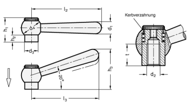Preview: GN 99.2 Verstellbare Kegelgriffe, Stahl