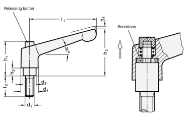 Preview: GN 303 Verstellbare Klemmhebel, Zink-Druckguss
