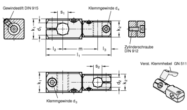GN 475 Verdrehbare Kreuz-Klemmhalter, Aluminium