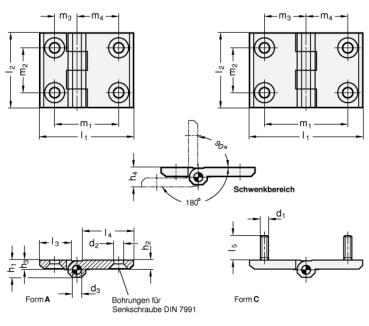 GN 237 Scharnierere mit horizonal verlängerten Scharnierflügeln