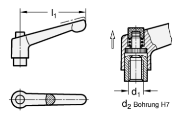 Preview: GN 303 Verstellbare Klemmhebel, Zink-Druckguss