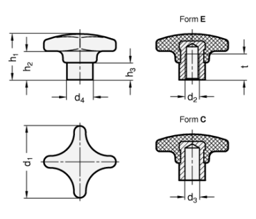GN 6335.1 Kreuzgriffe Duroplast