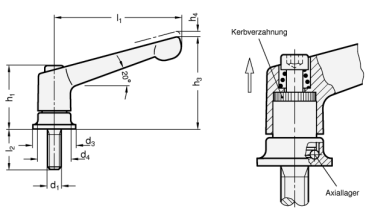 Preview: GN 300.4 Verstellbare Klemmhebel mit Spannkraft-Verstärkung