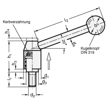 Preview: GN 212.5 Verstellbare Spannhebel, Edelstahl