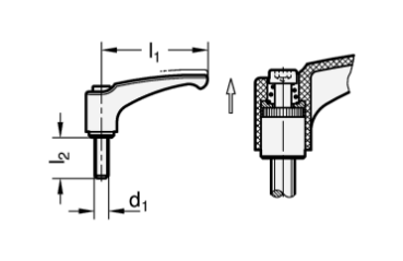 Preview: GN 604 Verstellbare Klemmhebel, Kunststoff, Außengewinde