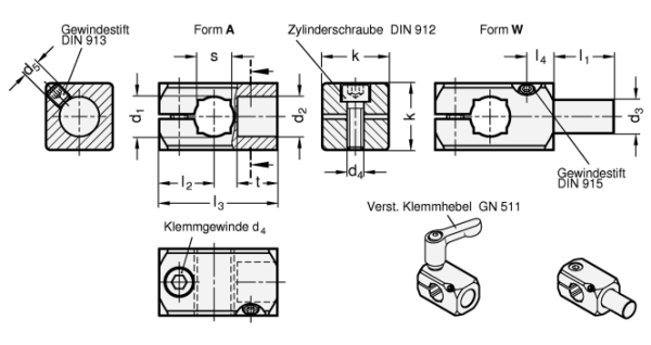 GN 476 T-Klemmhalter, Aluminium