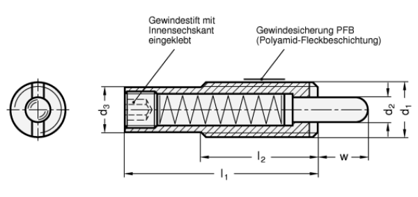 GN 611 Federnde Druckstücke, lange Ausführung