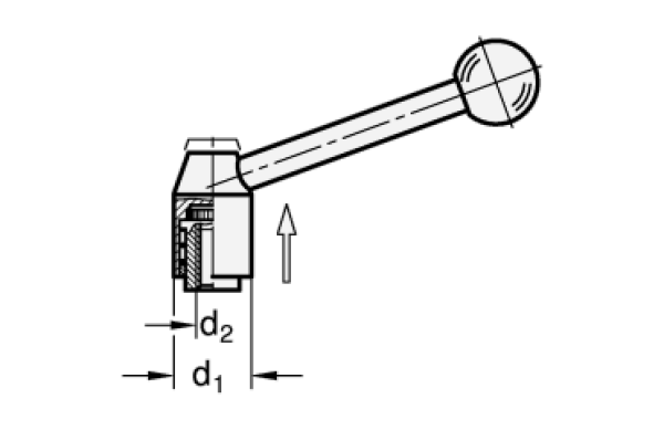 GN 212.5 Verstellbare Spannhebel, Edelstahl