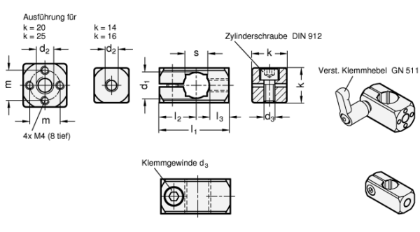 GN 478 Aluminium-Anbau-Klemmhalter