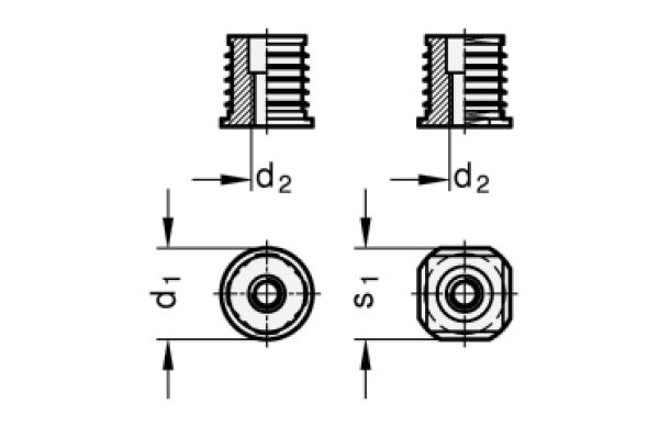 GN 992 Aluminium - Einsteckbuchsen