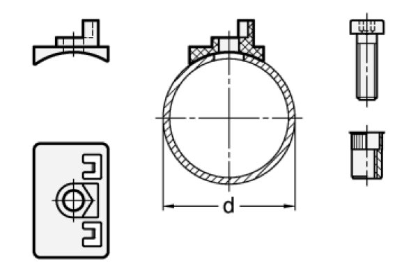 GN 649.1 Adapter für Halter für Flächenelemente an Rundrohre