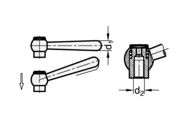 GN 99.2 Verstellbare Kegelgriffe, Stahl
