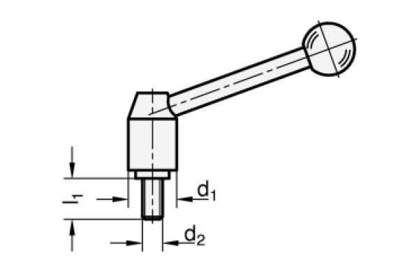 GN 212.5 Verstellbare Spannhebel, Edelstahl