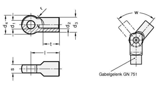 GN 752 Stahl - Gelenkstücke