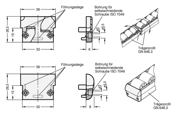GN 646.6 Endstücke für Trägerprofile