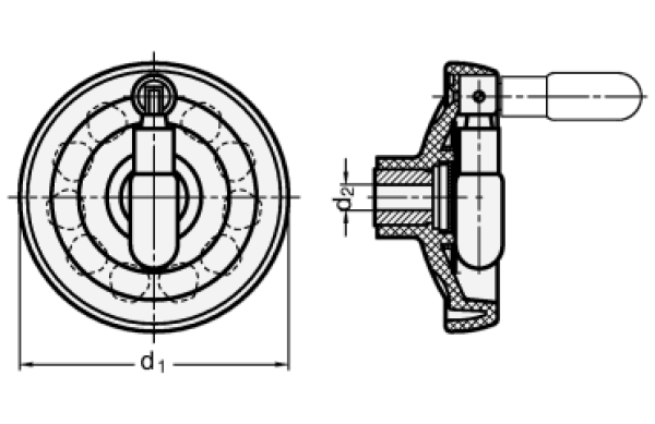 GN 524.3 Umleggriff-Handräder, Kunststoff