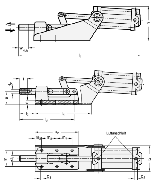 GN 890 Pneumatik-Spanner für Druck- und Zugspannung