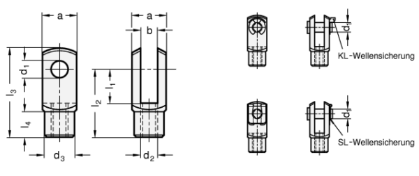 GN 751 Aluminium - Gabelgelenke