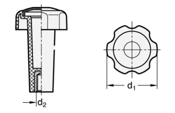GN 5332 Sterngriffe mit verlängerter Nabe