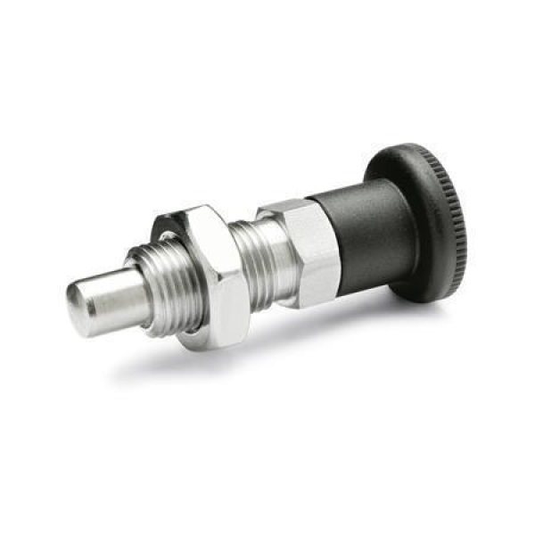 GN 817 Edelstahl-Rastbolzen mit Kunststoff-Knopf