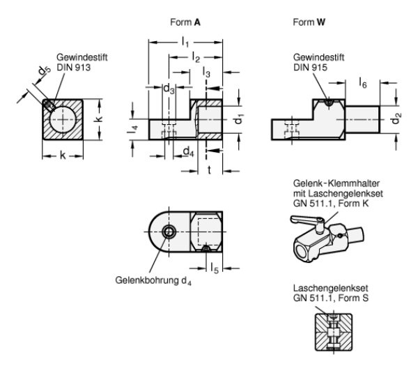 GN 483 T-Laschen-Klemmhalter