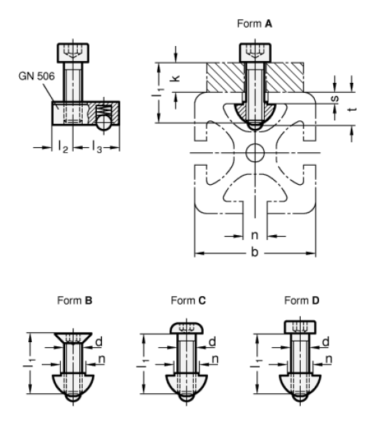 GN Montagesets für Profilsysteme 30 / 40 (Nutbreite 6 / 8)