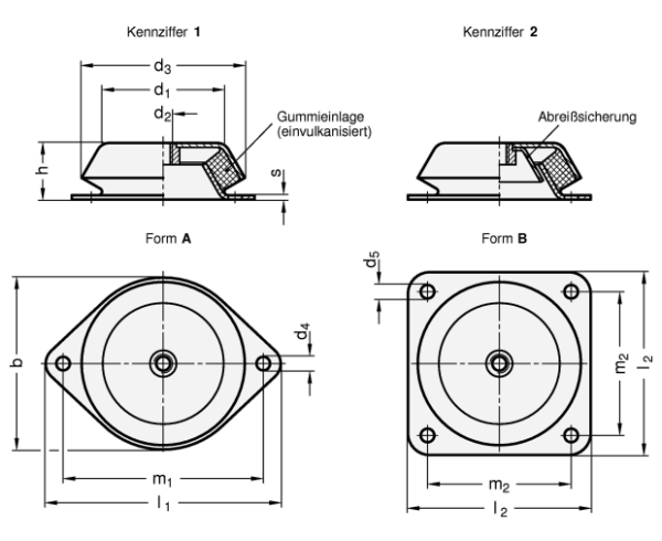 GN 148 Maschinenfüße mit Schwingungsdämpfung