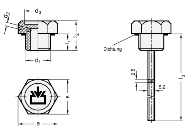 GN 747 Verschlussschrauben mit Einfüllsymbol aus Kunststoff