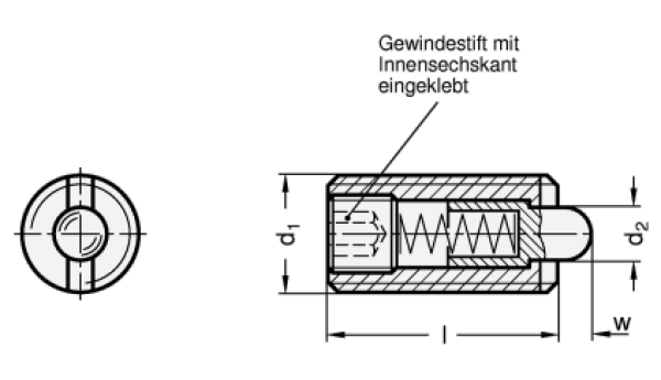 GN 616 Edelstahl - Druckstücke mit Bolzen