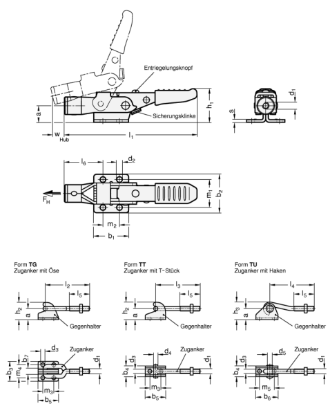 GN 853 Edelstahl - Verschluss-Spanner mit Verriegelung