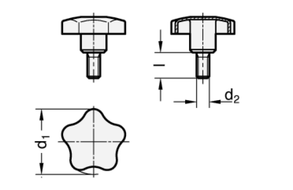 GN 5334 Edelstahl-Sterngriffschrauben 1.4301 (A2)