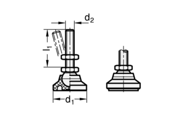 GN 343.8 Gelenkfüße mit Fuß Kunststoff / Verstellspindel Edelstahl