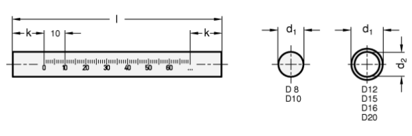 GN 480.1 Haltestangen / Halterohre, rund, Stahl / Aluminium / Edelstahl